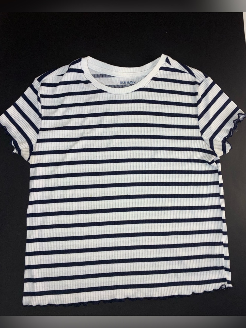 Old Navy White and Navy Stripe Short Sleeve Tee